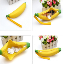 Lustige nette Bananen-Form-Silikon-Münzen-Geldbeutel Großverkauf